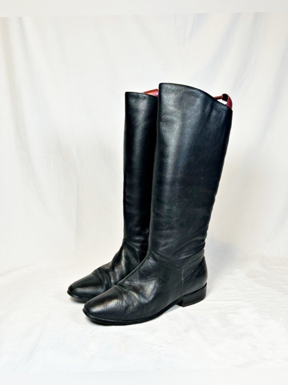 Vintage Worthington Tall Black Leather Knee High Riding Boots~8~